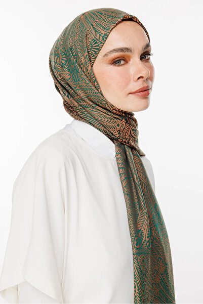 Mooncorn Mayra Pattern Double-Sided Shawl Emerald-Apricot