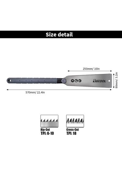 Choice 200mm-299mm Japanese Hand Saw 10 Inch Double Edge Sided Pull Saw SK5 Flexible Blade 6-10&18 TPI Flus