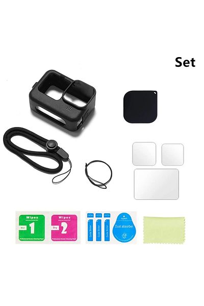 Choice black set 1 Silicone Case for GoPro Hero 12 11 10 9 Black Tempered Glass Screen Protector Protective