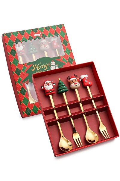 Choice 4pcs spoon fork G (2/4/6pc) Christmas Spoon and Fork Set Stainless Steel Creative Tableware Coffee T