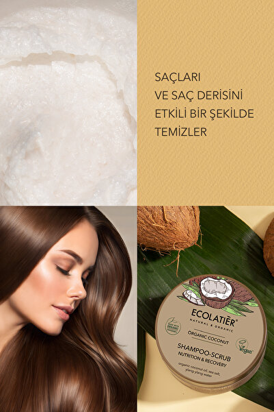 ECOLATIER Peeling Şampuan Organik Hindistan Cevizi, %98,7 Doğal Arındırıcı Şampuan