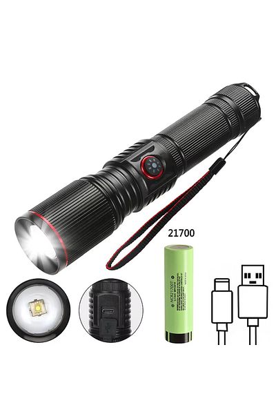 Choice 21700 battery New 30W Powerful Led Flashlights 2000lM Super Bright Torch Charging Zoom 2000mAh Hand