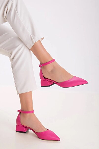 Satenora Ivory Pembe Kısa Topuklu Ayakkabı