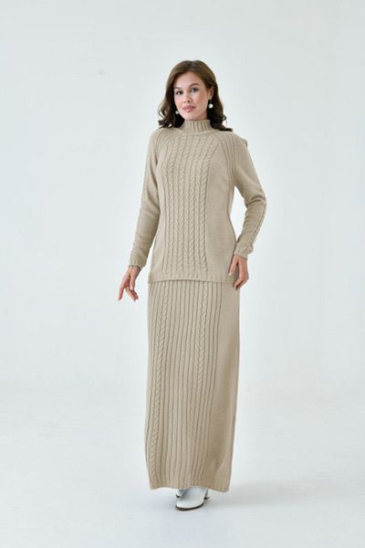 NİSUM MODA Strick Set with Scarf Skirt