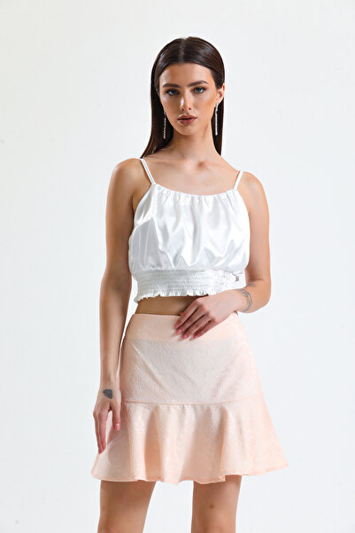 Sense Jakarli Kisa Volanli Etek_etk32608 Пудра