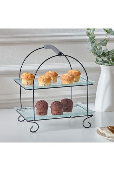 Home Box Vintage 3-Piece Glass Serving Tray Set