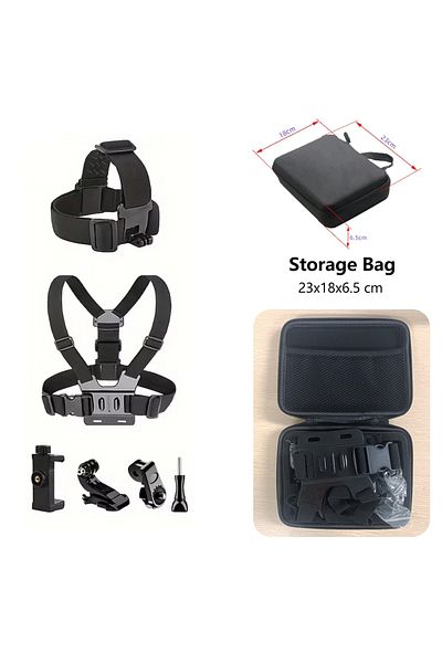 Choice add 1x Storage Bag All-in-One 6pcs Action Camera Kit Head Strap Chest Strap Mount Adjustable for GoP