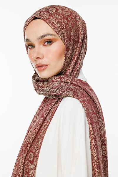 Mooncorn Σάλι διπλής όψης με σχέδιο χέννας μελιτζάνα-σομόν