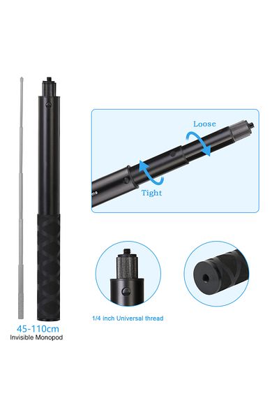 Choice 110cm-Selfie Stick Motorcycle Bike Panoramic Selfie Stick for insta360 One X2 X3 Monopod Handlebar M