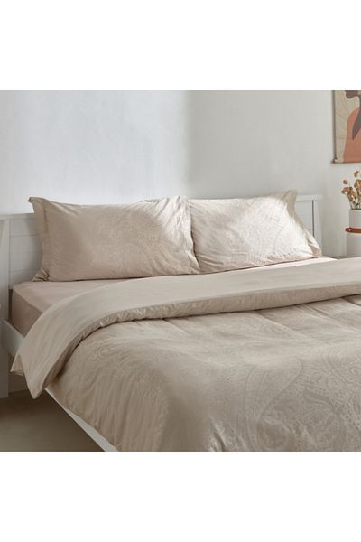 Home Box Opulent Luxe Printed 3-Piece Cotton Jacquard Queen King Duvet Cover Set 220x220 cm