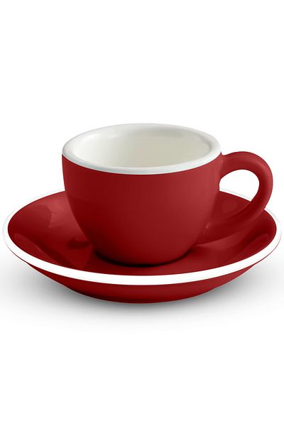 MIBRU Coffee Espresso ceramic cup with plate 75ml red