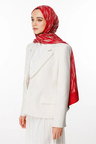 Mooncorn Σάλι διπλής όψης Selis Pattern Claret Red-Mint Green