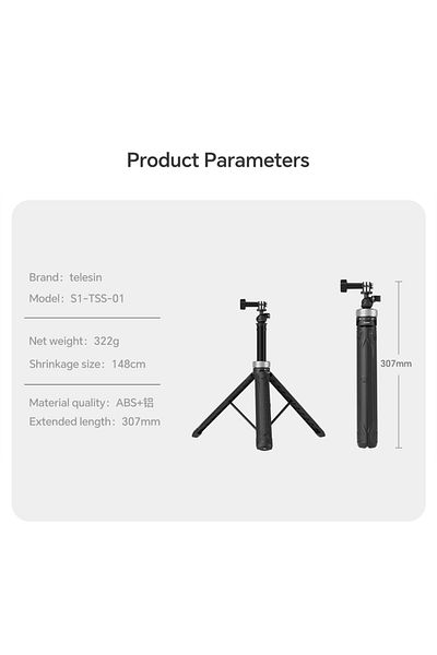 TELESIN Selfie Stick TELESIN 360° Rotation 1.5M Selfie Stick Foldable Tripod For GoPro Hero 13 12 11 10 9 8