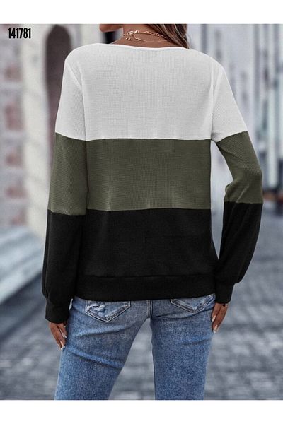 Kokosh moda Γυναικεία μακρυμάνικη μπλούζα με λαιμόκοψη V με κουμπιά Wellsoft