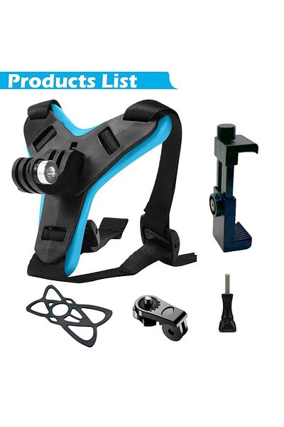EXSKOF Blue with clip Motorcycle Helmet Strap Mount Phone Stand Holder For GoPro Hero 12 11 Insta360 X4 Act