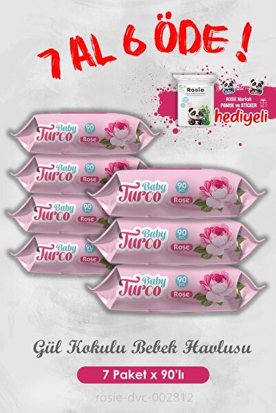 Baby Turco Baby Wet Wipes 90 Sheets, Rose Scented and Rosie Design