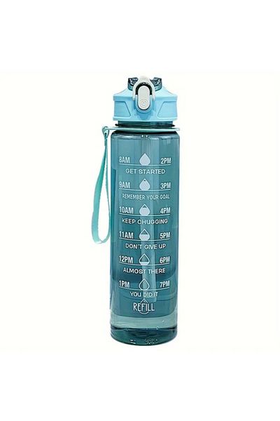 Choice Green 800ml/27oz Large Capacity Sports Water Bottle Leak Proof Plastic Drinking Cup With Time Scale