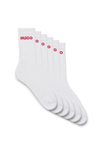 HUGO Altılı pakette logo detaylı yarım konç çorap