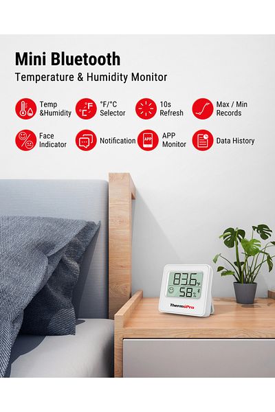 Choice Thermopro Tp357 80m Smart Wireless Digital Thermometer Hygrometer Indoor Mini Room Thermometer We...