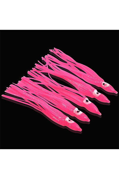 Choice 10cm Pink 5Pcs Fishing Lures Squid Skirts Glow Lures Luminous Octopus ...