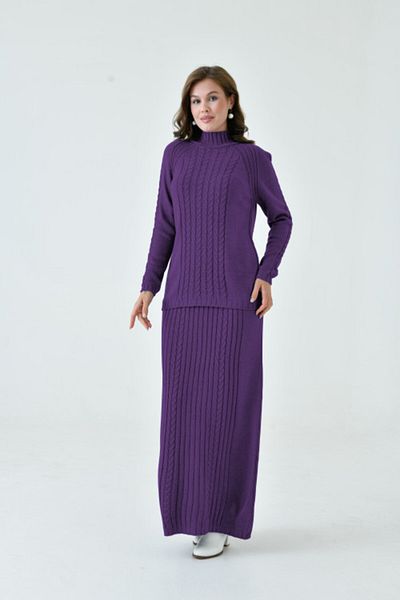 NİSUM MODA Strick Set with Scarf Skirt