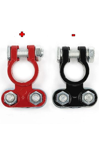 Choice 2Pcs Car Battery Terminal 12V 24V Clamp Pile Head Connector Pole Post Heavy-duty Clamp Clip Terminal