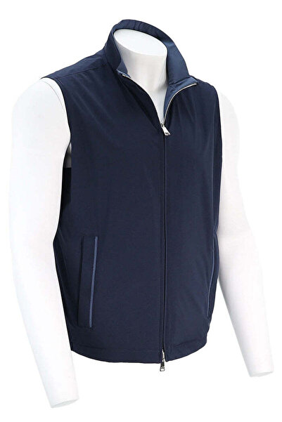 PAUL&SHARK Men's Double-Sided Wind-Resistant Waterproof Stand-Up Collar Sleeveless Navy Blue Vest 25412614 -013