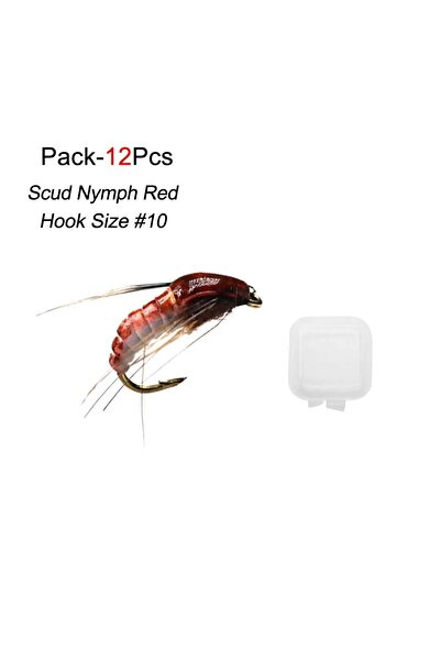 Choice 12 قطعة - أحمر 6/12 قطعة #10 يرقات الكاديس ذبابة صيد سمك السلمون المرق...