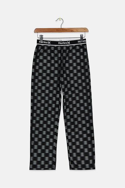 Hurley Kid Boys Printed Pull,on Pajama Pant, Black And Grey