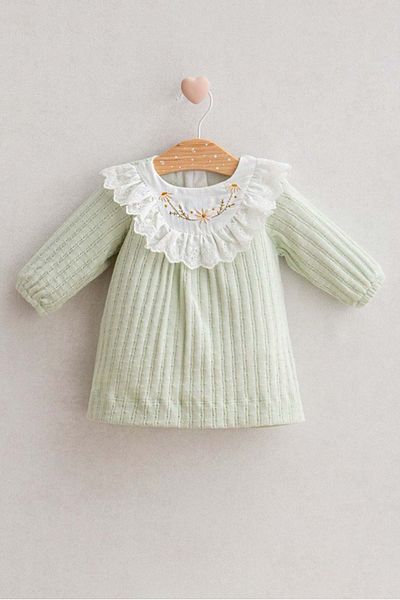 Waka Waka Flower Embroidered Guipure Collar Baby Girl Dress