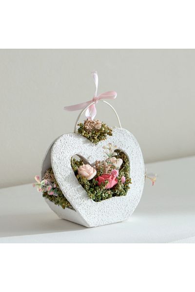 Home Box Caven Roses Floral Arrangement in Heart Shape Planter 13x6x13 cm