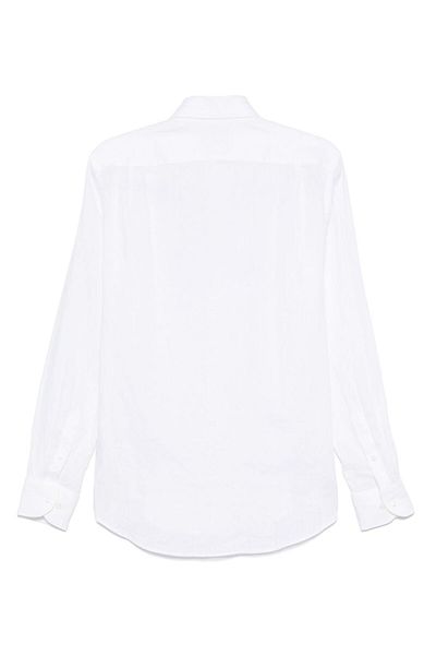 PAUL&SHARK Men's Regular Fit 100% Linen Solid Long Sleeve White Shirt 25413006 Cf-010