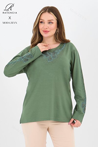 Ravencia Bluză din bumbac pieptănat pentru femei de vârstă mijlocie și peste,...