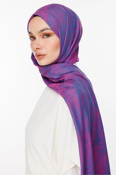 Mooncorn Σάλι διπλής όψης με μοτίβο Sahara Petrol Blue-Fuchsia