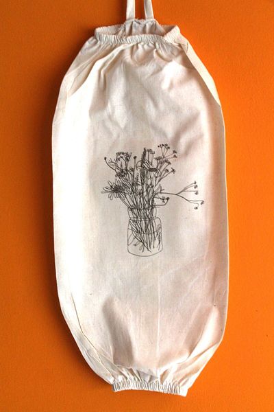 Emtory Home Βάζο Floral εμπριμέ Διπλή Ελαστική Φυσική Λινινή Θήκη - Οργανωτή Κουζίνας