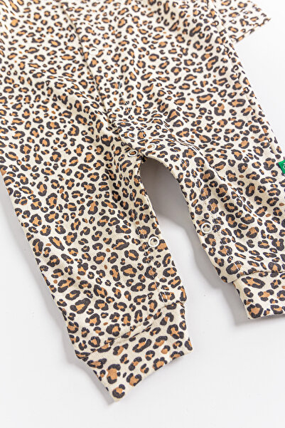 Babymod Leopard Patterned Bandanna Baby Girl Jumpsuit