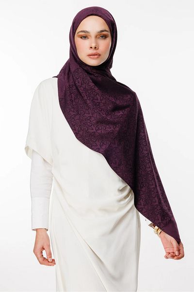Mooncorn Σάλι Nora Pattern Διπλής Όψης Μωβ-Μαύρο
