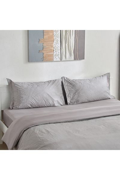 Home Box Opulent Luxe 3-Piece Khadi Print Cotton Jacquard Queen King Duvet Cover Set 220x220 cm