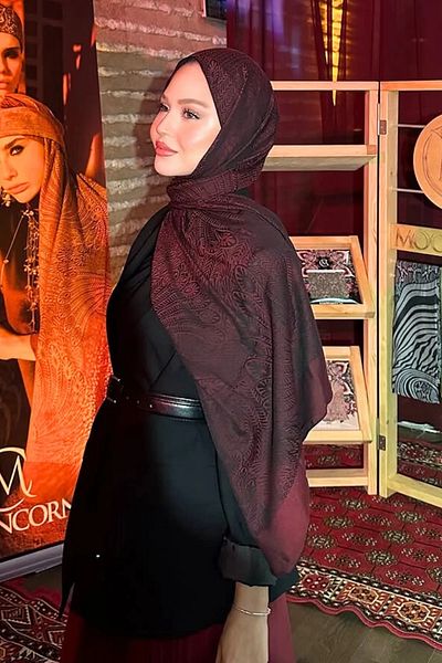 Mooncorn Σάλι διπλής όψης Mayra Pattern Μαύρο-Claret Red