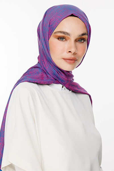 Mooncorn Σάλι διπλής όψης με μοτίβο Sahara Petrol Blue-Fuchsia