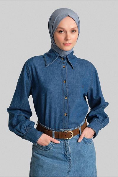 Armine Πουκάμισο Indigo Denim - Μοντέλο 24yd3414
