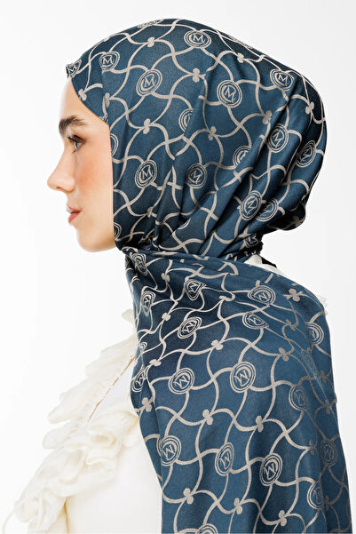 Mooncorn Marrakech Pattern Double Sided Shawl Petrol Blue-Beige