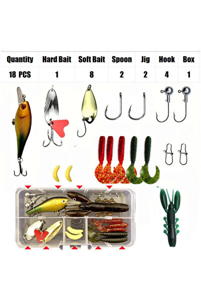 Choice مجموعة طُعم صيد مكونة من 18 قطعة، 18/21/59/142 قطعة، مجموعة طُعم VIB م...