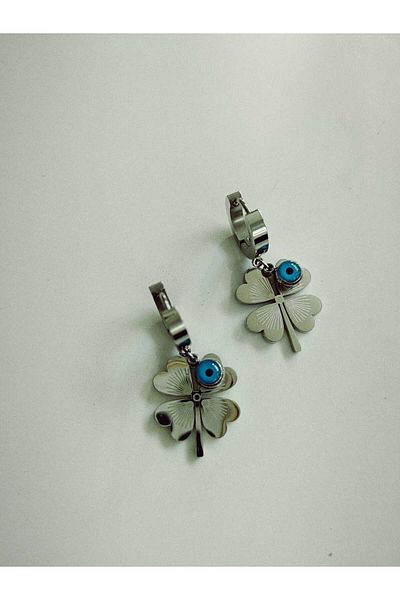 Kudi Evil Eye Beaded Clover Earrings