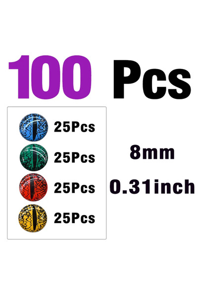 MNFT 100 قطعة من عيون الصيد ثلاثية الأبعاد MNFT مقاس 8 مم، مادة صنع طُعم الذب...