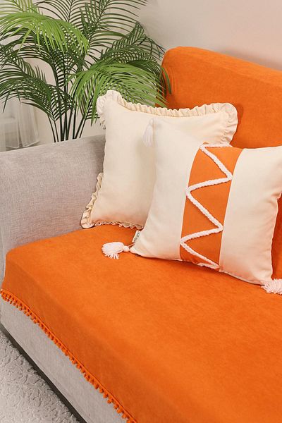 Aisha's Design Pom-Pom Armchair Cover 180X155 Cm,Ko-34Ik