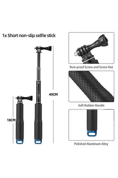 EXSKOF Black Color For Gopro 37"/94cm Selfie Stick Aluminum Adjustable Hand Grip Monopod Pole For Gopro Her