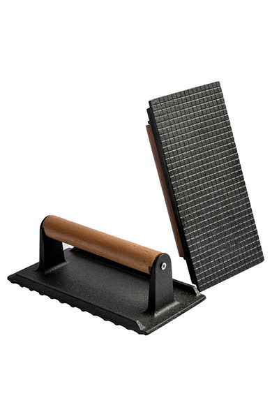 Aihogard checkered Universal Rectangular Meat Press Heavy-Duty Steak Burger Press With Handle BBQ Cooking Too