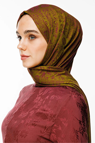 Mooncorn Σχέδιο χέννας Σάλι διπλής όψης Λαδί πράσινο-μούρι