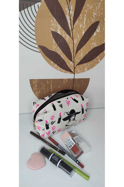 adrbags Τσάντα Μακιγιάζ Μπεζ Καρδιά Μεγάλο Μέγεθος